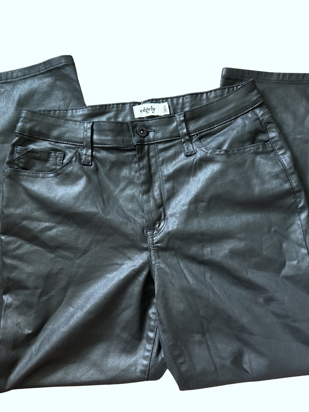 edgely Metallic Jean Straight Leg Pants — Black